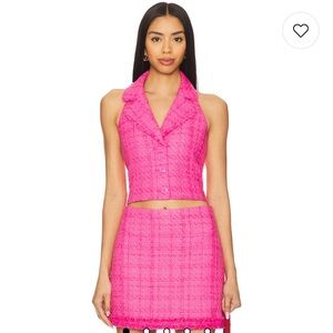 Alice + Olivia Meri Cropped Halter Blazer Top in Wild Pink Size 6